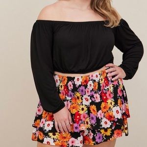 Torrid 3.5 inch Short Gauze High-Rise Ruffle Hem Short